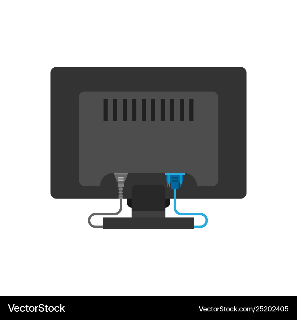 Monitor back view screen computer equipment icon Monitor back view screen computer equipment icon vector image