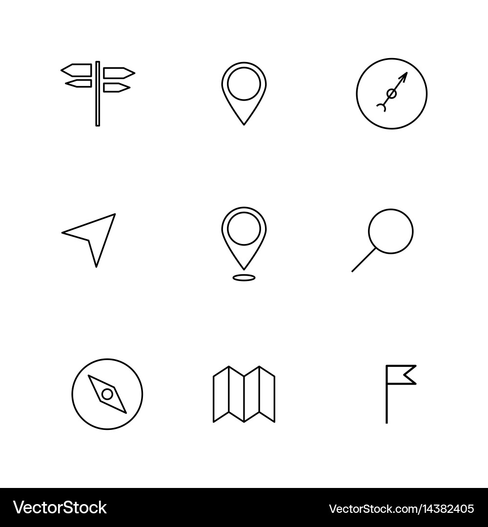 Navigation icons of thin lines vector image