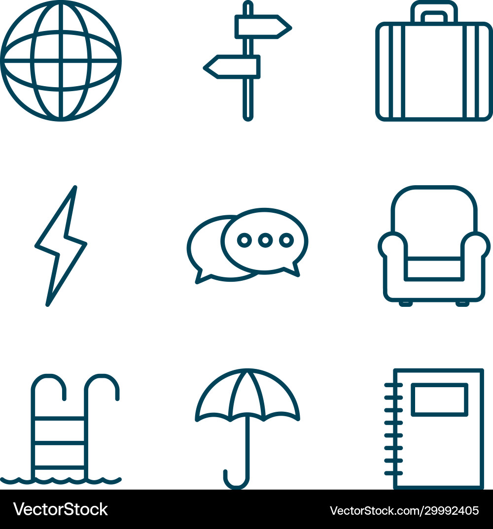 Objects line style icon set design vector image