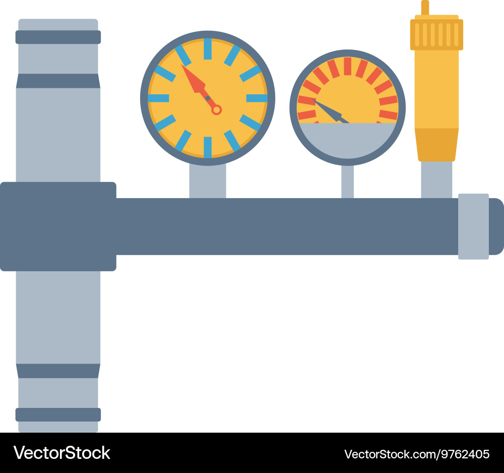 Pressure sensor tool on factory pipeline vector image