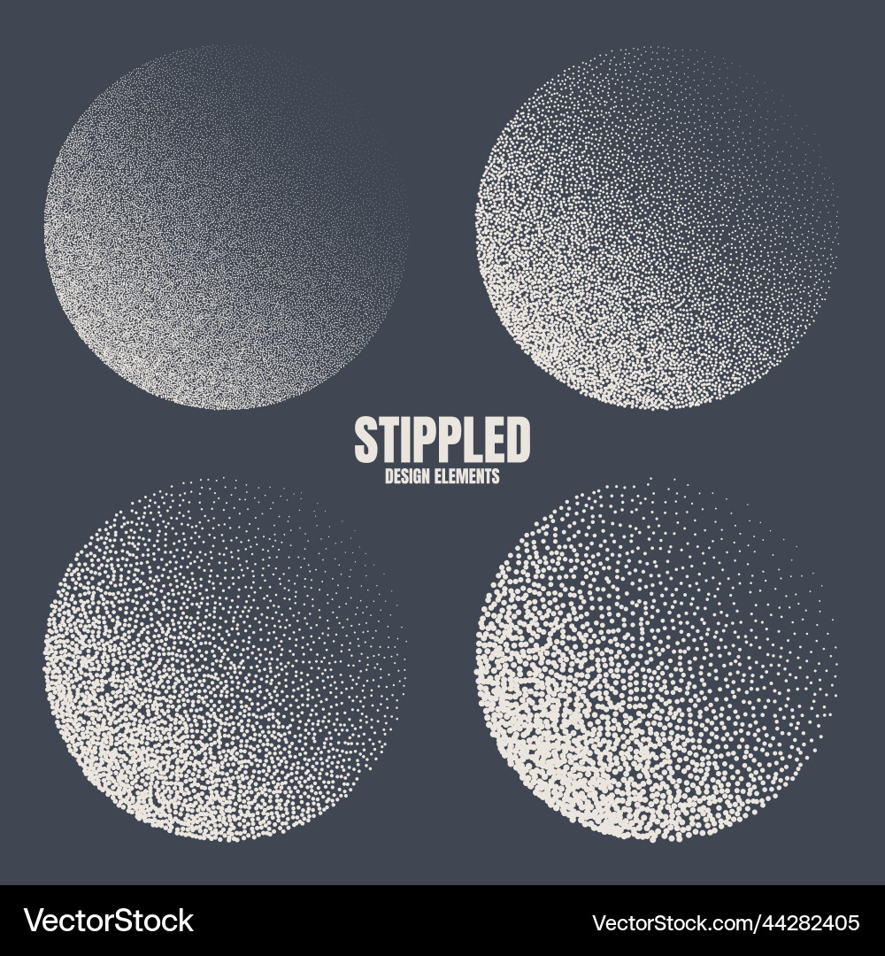 Round shaped dotted objects stipple elements Round shaped dotted objects stipple elements vector image