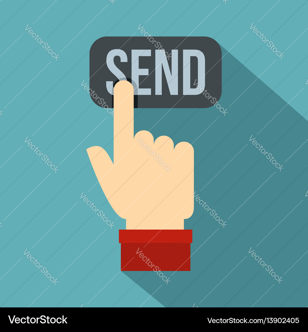 Send button and hand icon flat style Send button and hand icon flat style vector image
