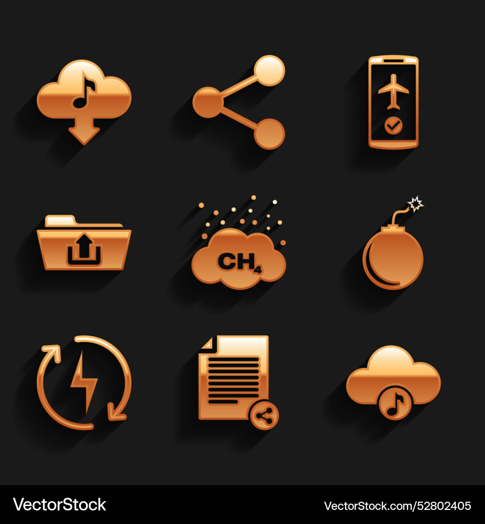 Set methane emissions reduction share file music Set methane emissions reduction share file music vector image