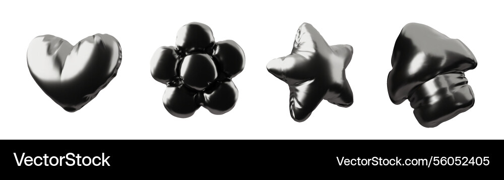 Set von 3d aufblasbaren Ballons mit einem Herzstern Set von 3d aufblasbaren Ballons mit einem Herzstern vektorbild
