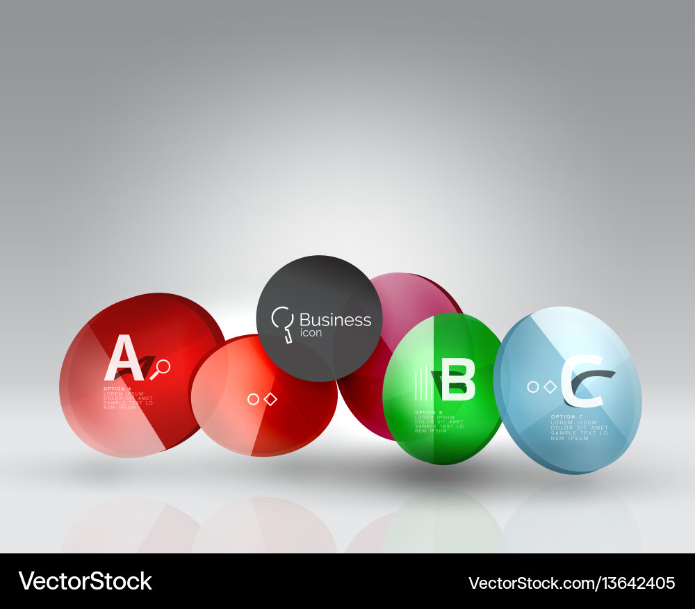 Shiny circles with text in 3d space Vector Image