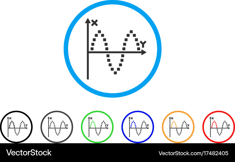 Sinusoid plot rounded icon vector image