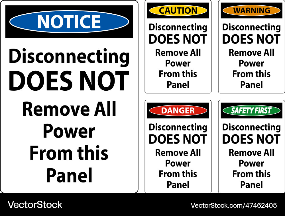 Warning disconnecting does not remove all power Warning disconnecting does not remove all power Vector Image