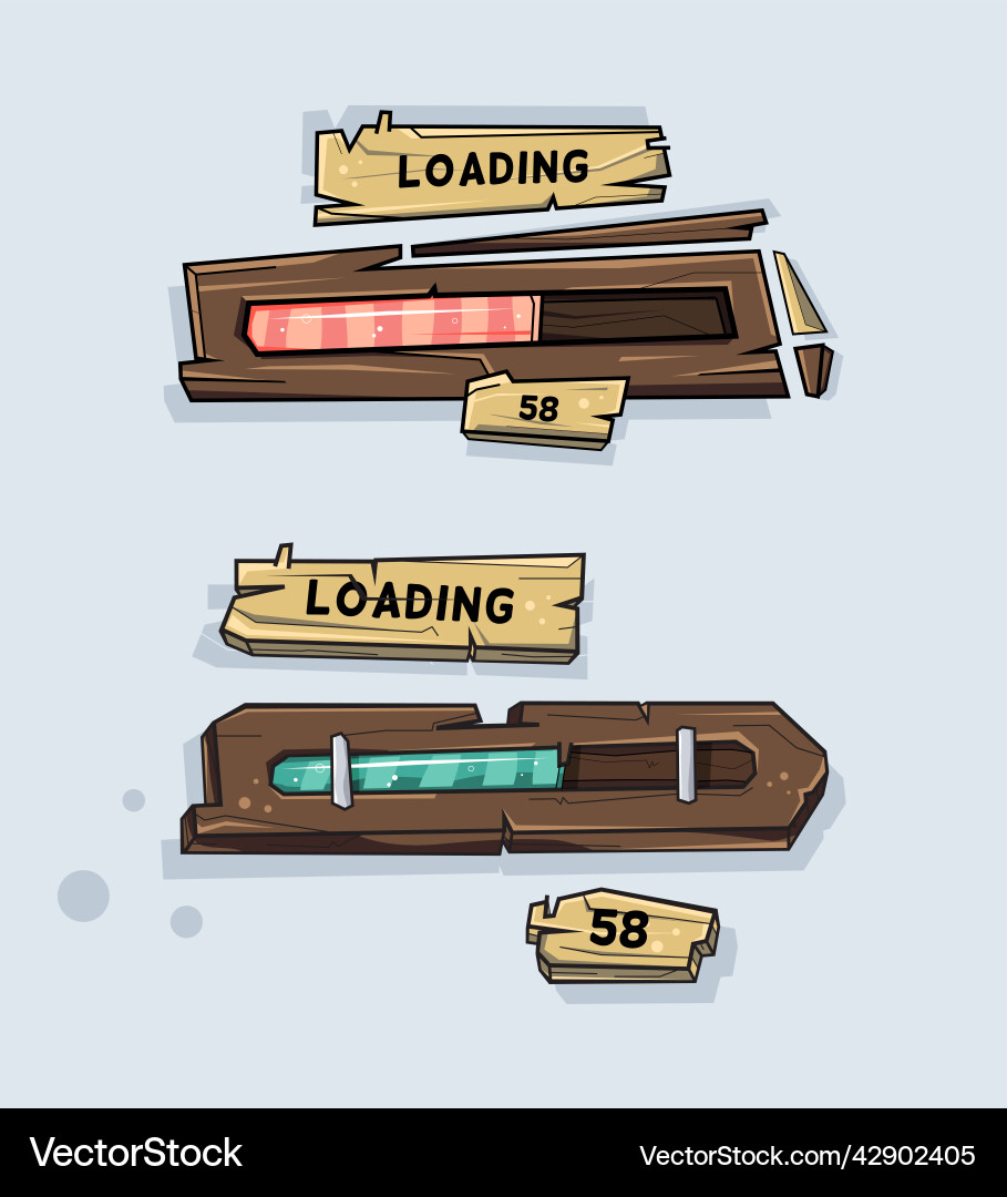 Wooden loading bar navigation Vector Image