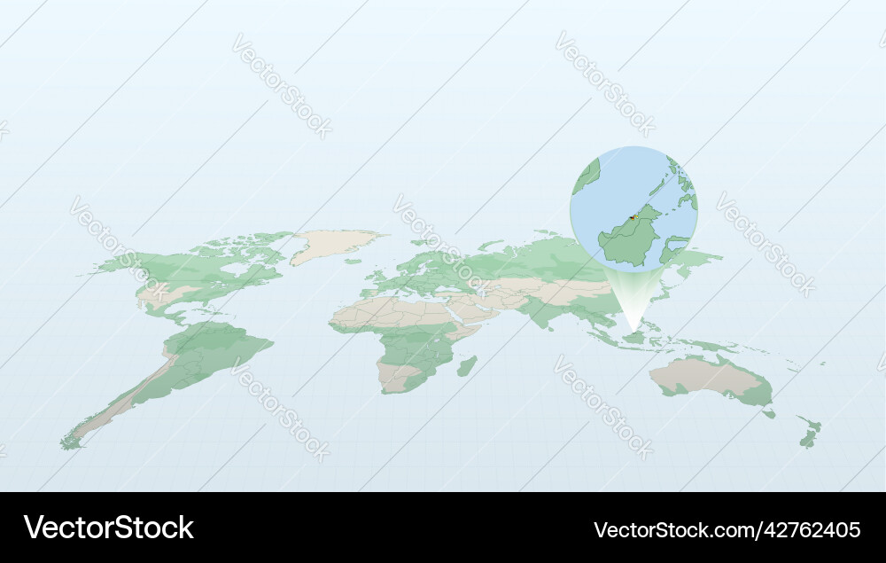 World map in perspective showing the location vector image