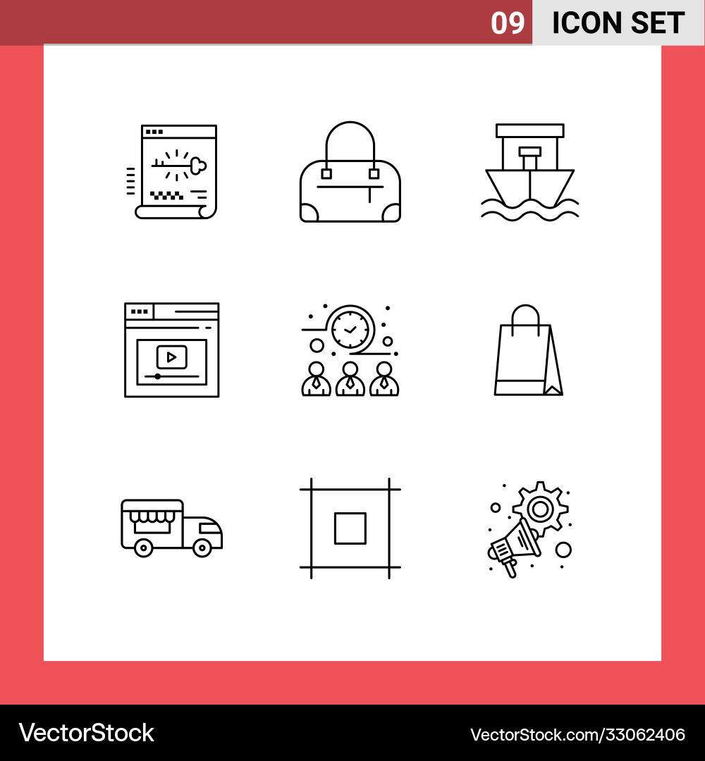 9 universal outlines set for web and mobile Vector Image