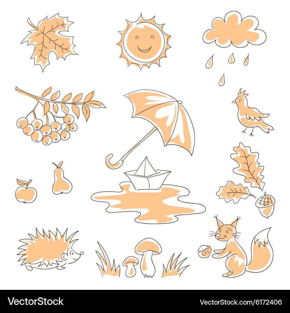 Autumn silhouettes Vector Image