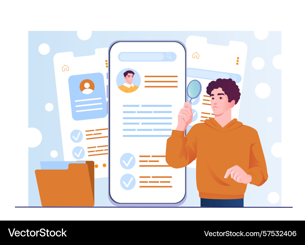 Candidate profile search concept ui Candidate profile search concept ui vector image