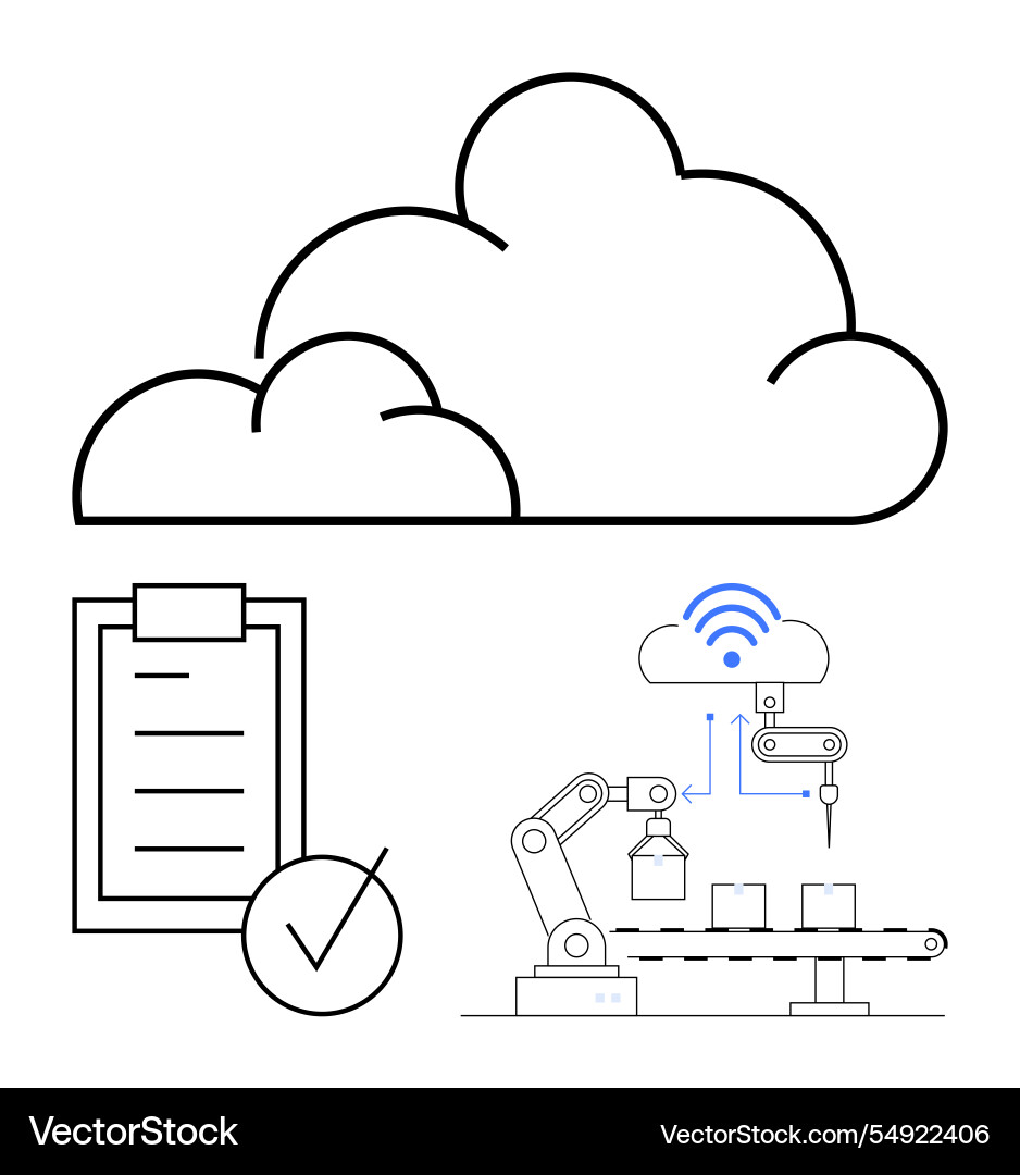 Cloud-verbundene Automatisierung mit Robotik Cloud-verbundene Automatisierung mit Robotik vektorbild