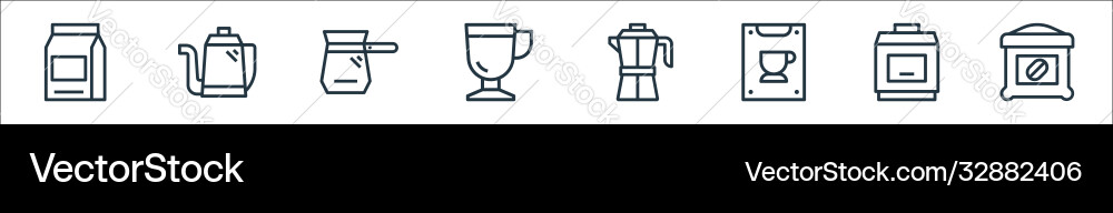 Coffee line icons linear set quality Coffee line icons linear set quality Vector Image