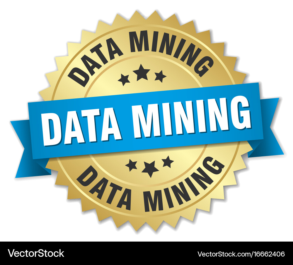 Data mining round isolated gold badge Vector Image