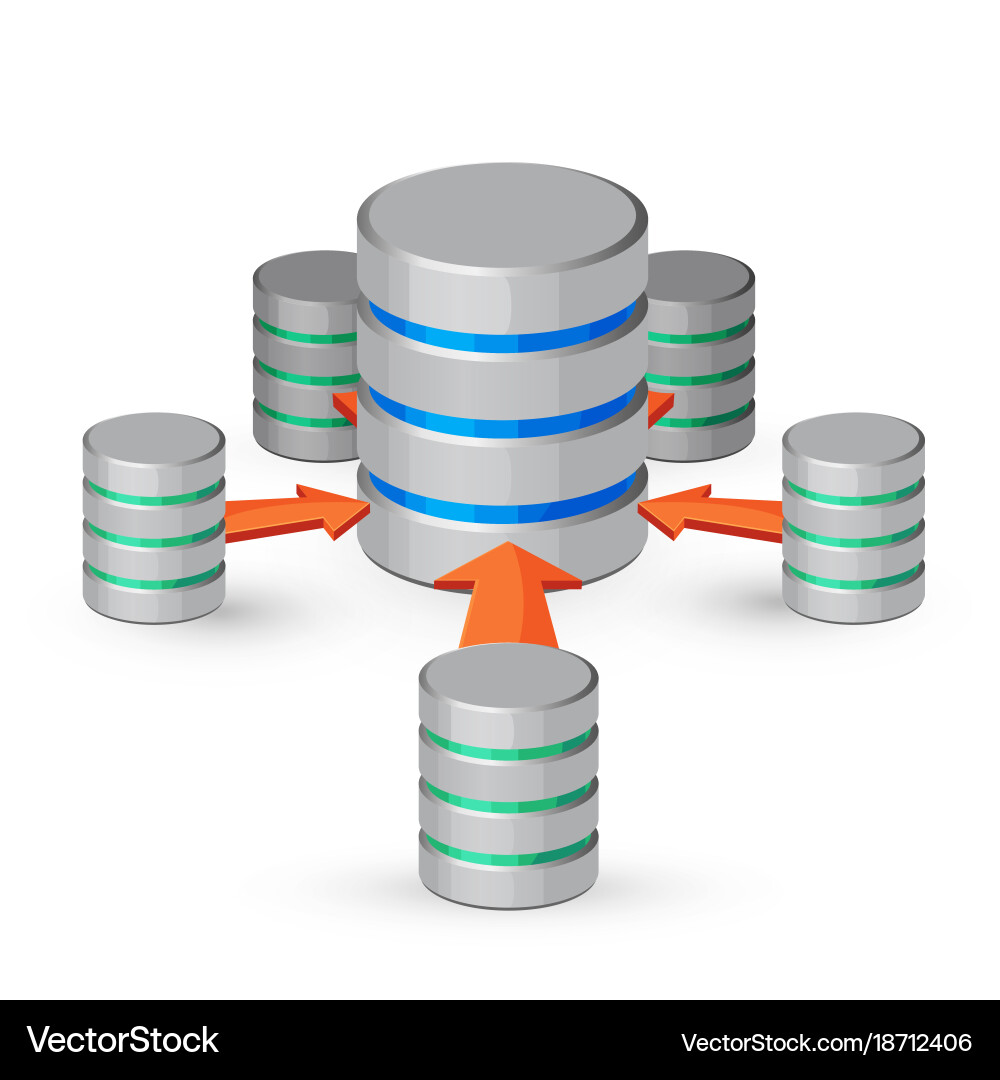 Database organized collection of data depicted vector image