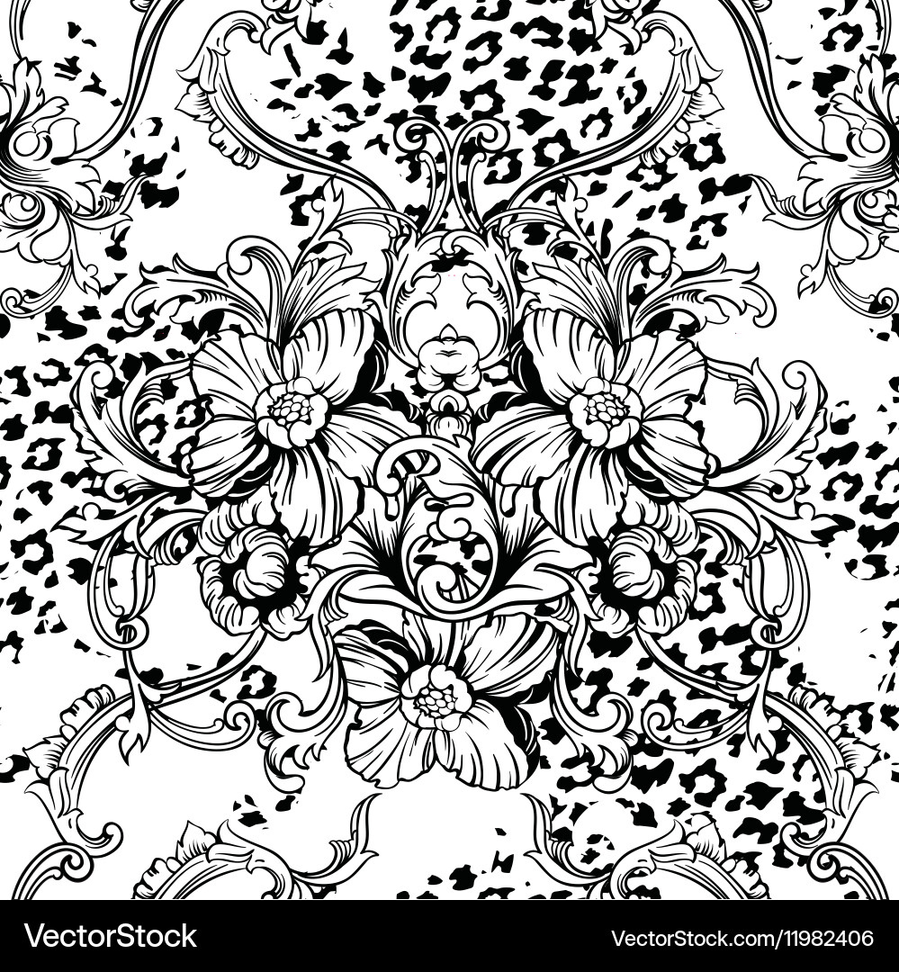 Eclectic fabric seamless pattern animal vector image