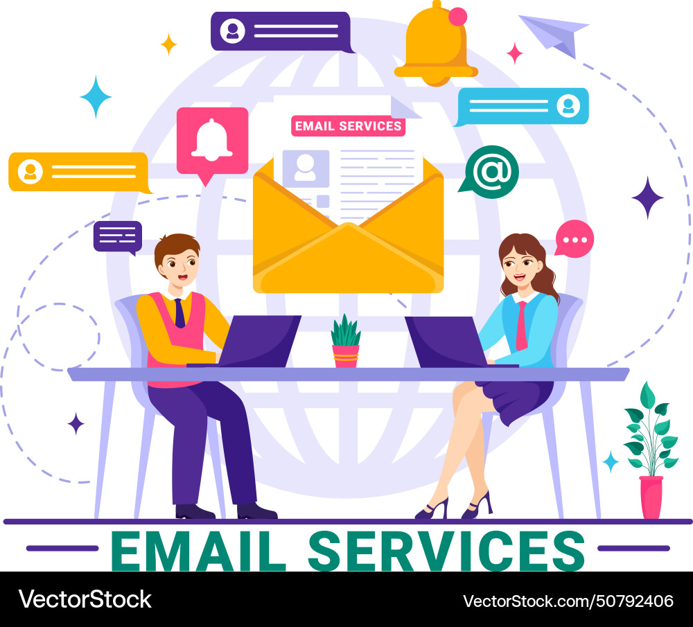 Email service with file correspondence delivery Email service with file correspondence delivery vector image