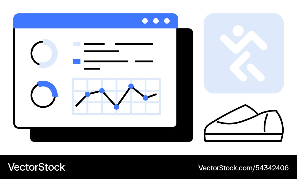 Fitness dashboard with performance graph Vector Image