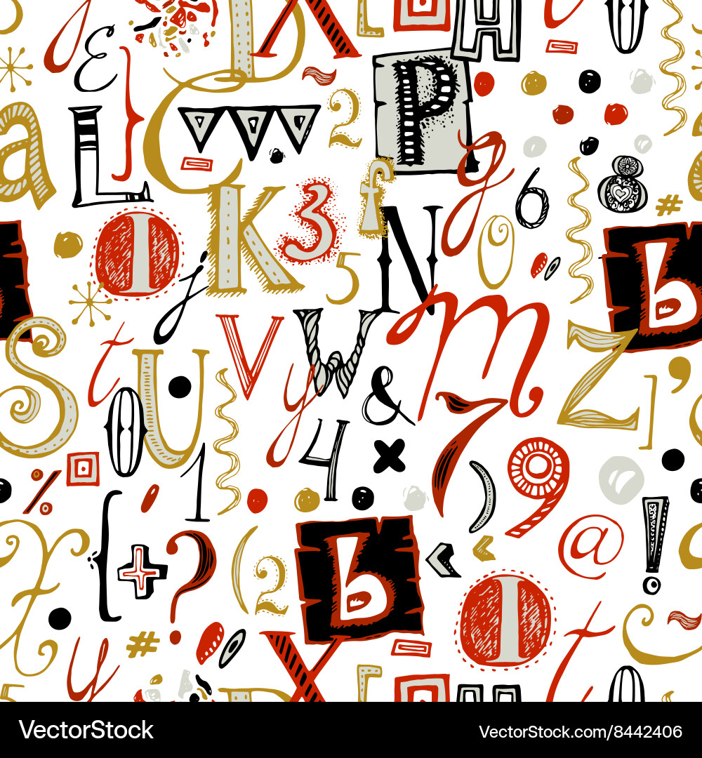 Hand drawn font seamless pattern Vector Image