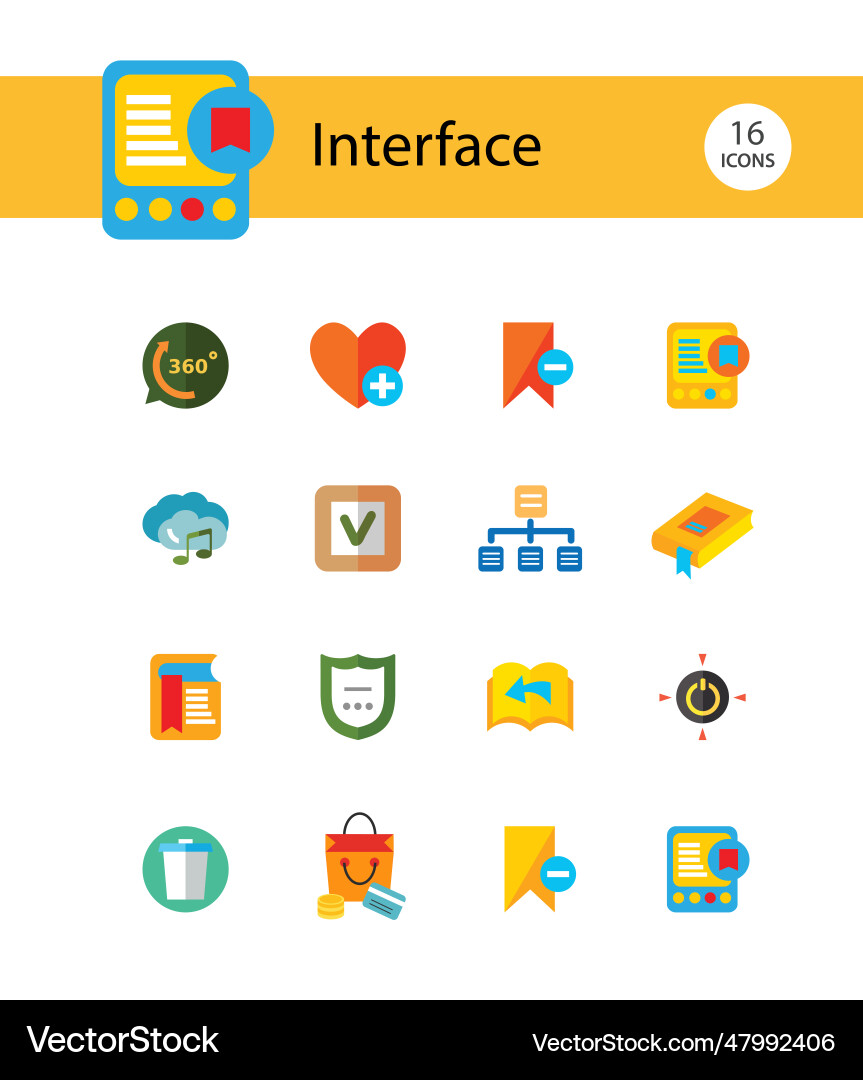 Interface flat icons set Interface flat icons set vector image
