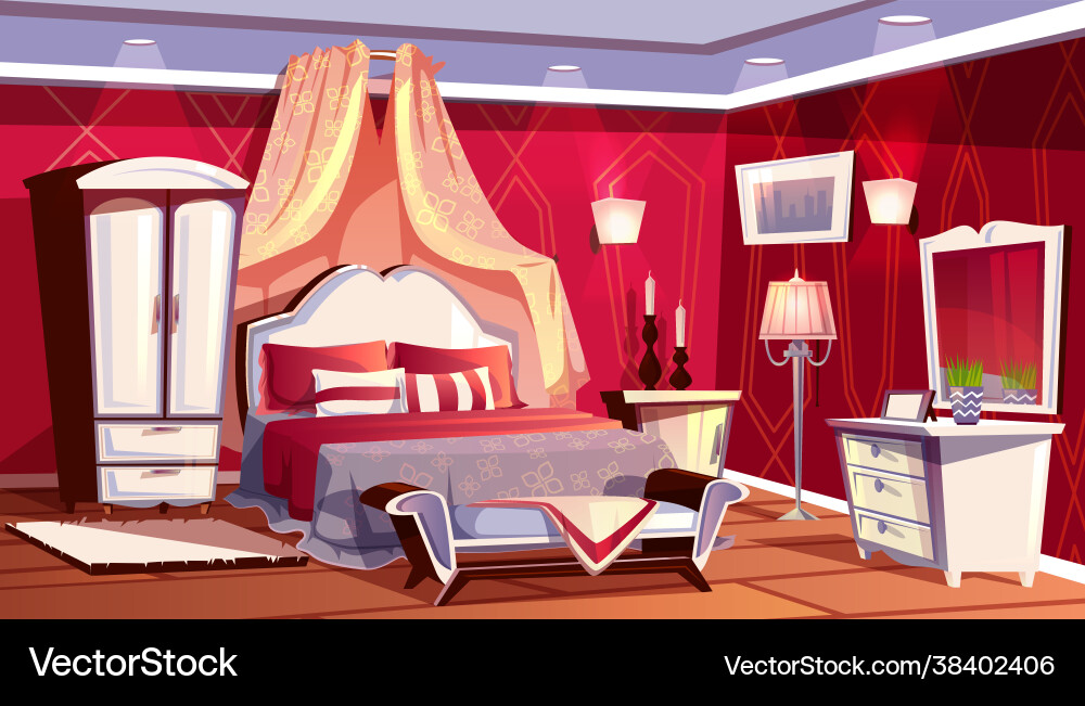Interior rich bedroom luxurious room Interior rich bedroom luxurious room vector image