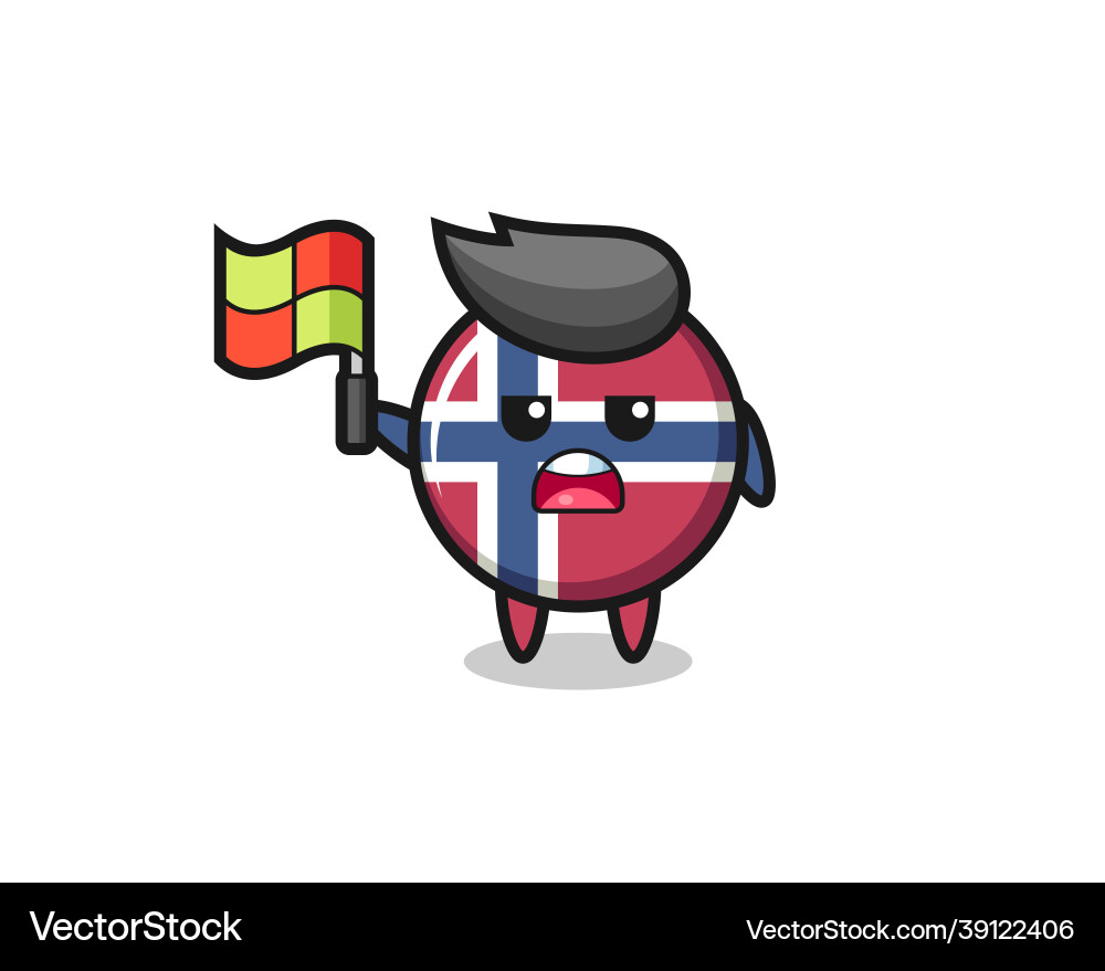 Norway flag badge character as line judge putting Norway flag badge character as line judge putting Vector Image