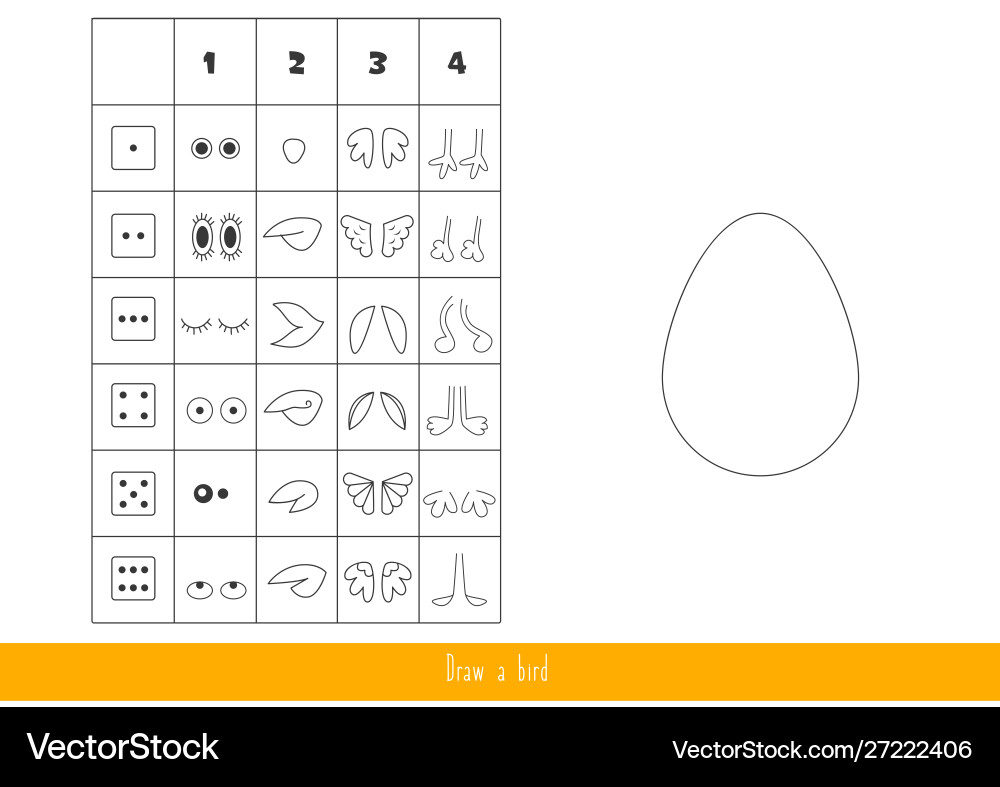Roll & Draw a Bird Game vector image