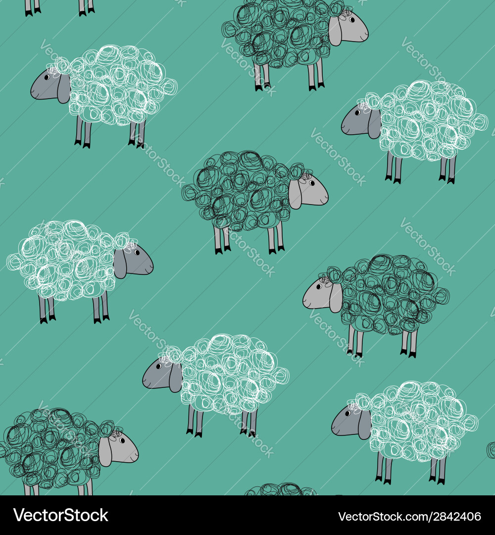 Seamless pattern with sheeps Vector Image