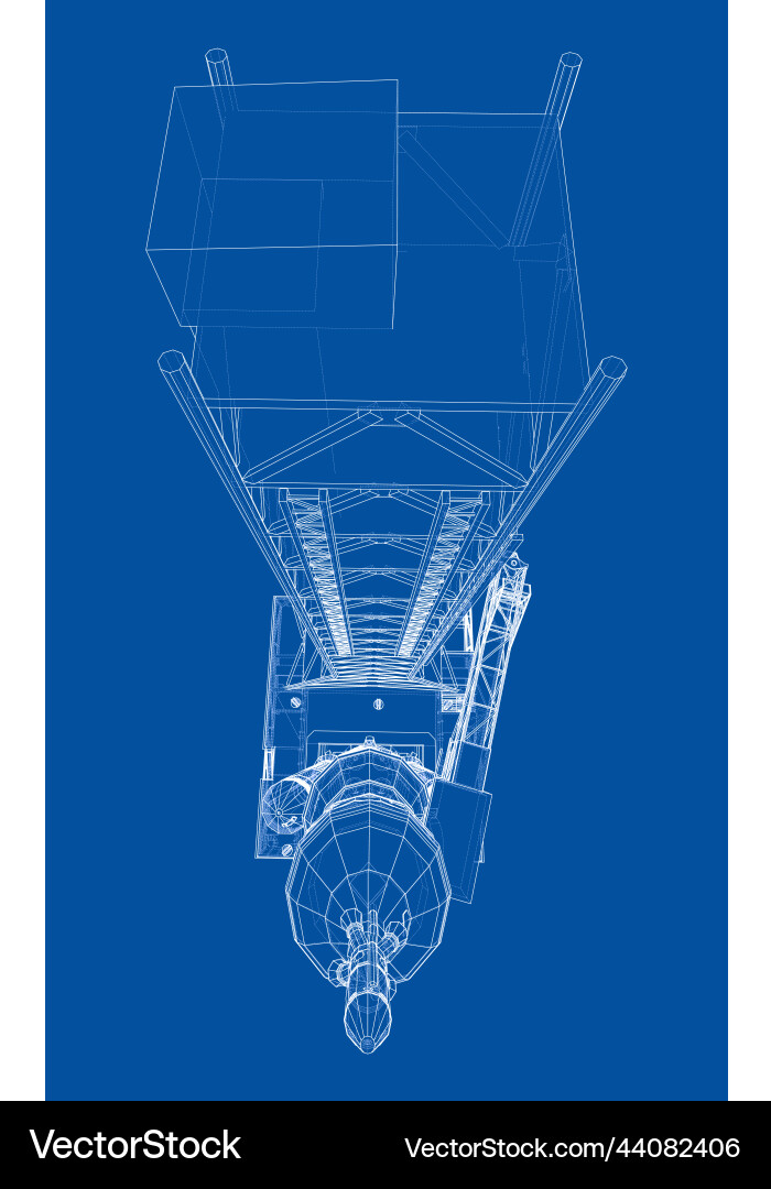 Space rocket on launch pad rendering of 3d Space rocket on launch pad rendering of 3d vector image