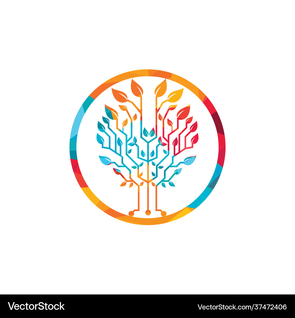 Tech tree logo design template Vector Image