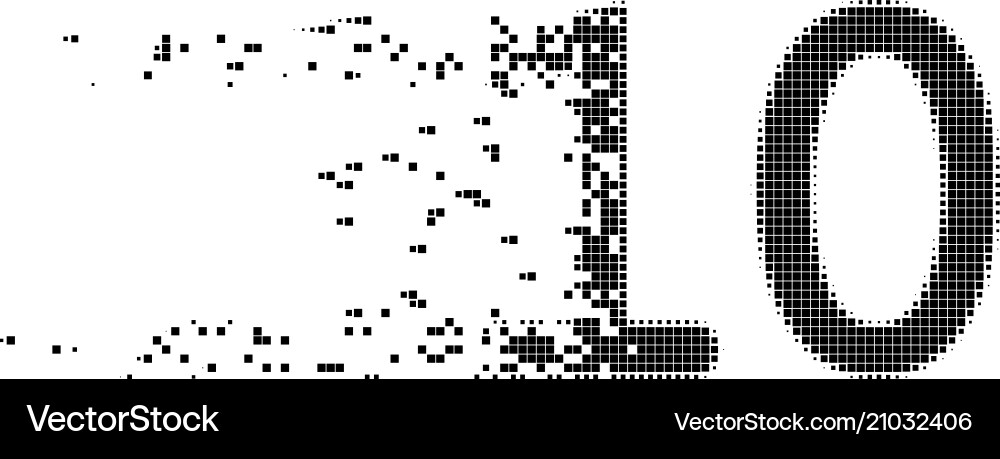 Ten digits text dispersed pixel icon Ten digits text dispersed pixel icon vector image
