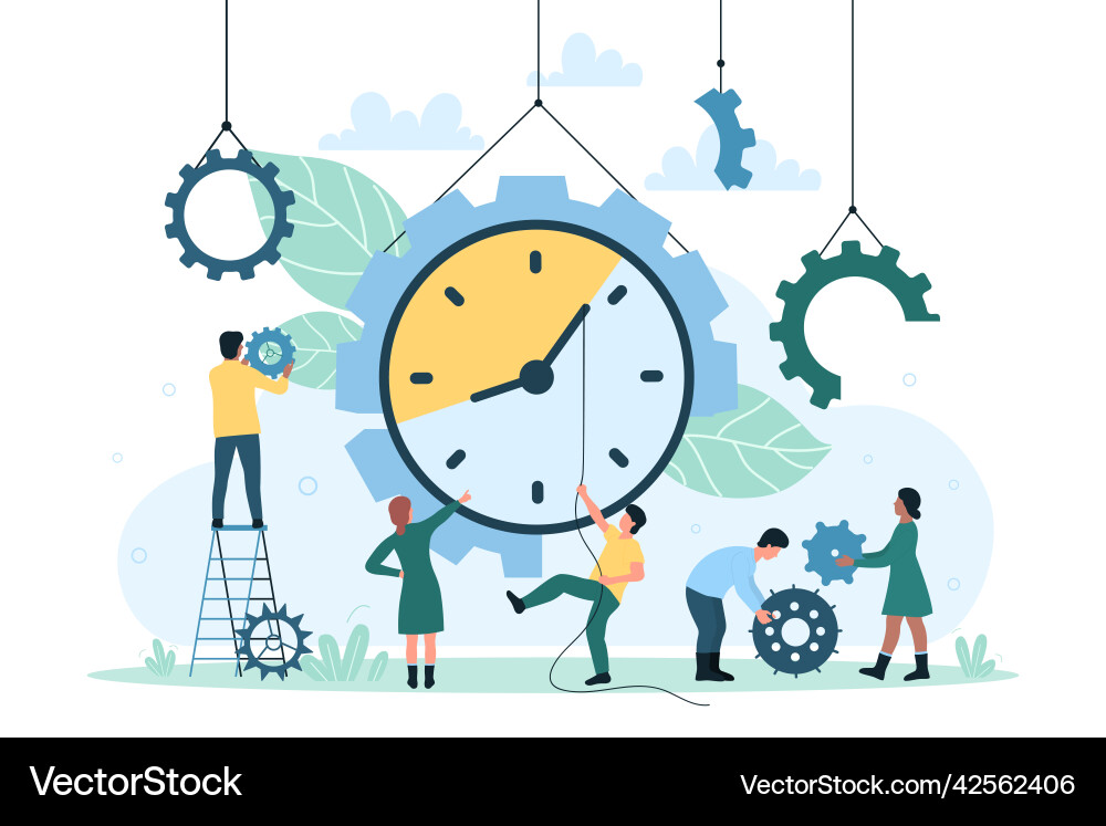Time management and tiny group of office workers Vector Image