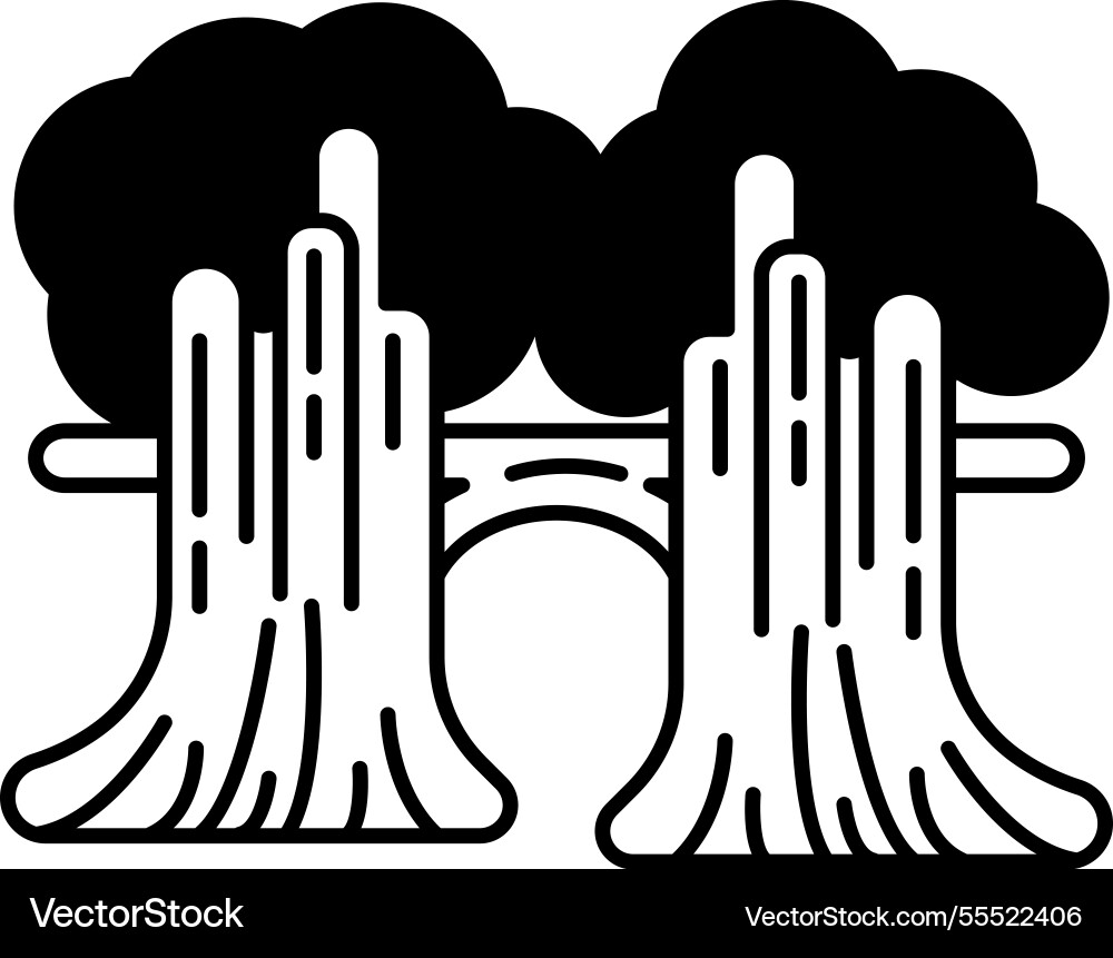 Trees with a bridge in between them Trees with a bridge in between them vector image
