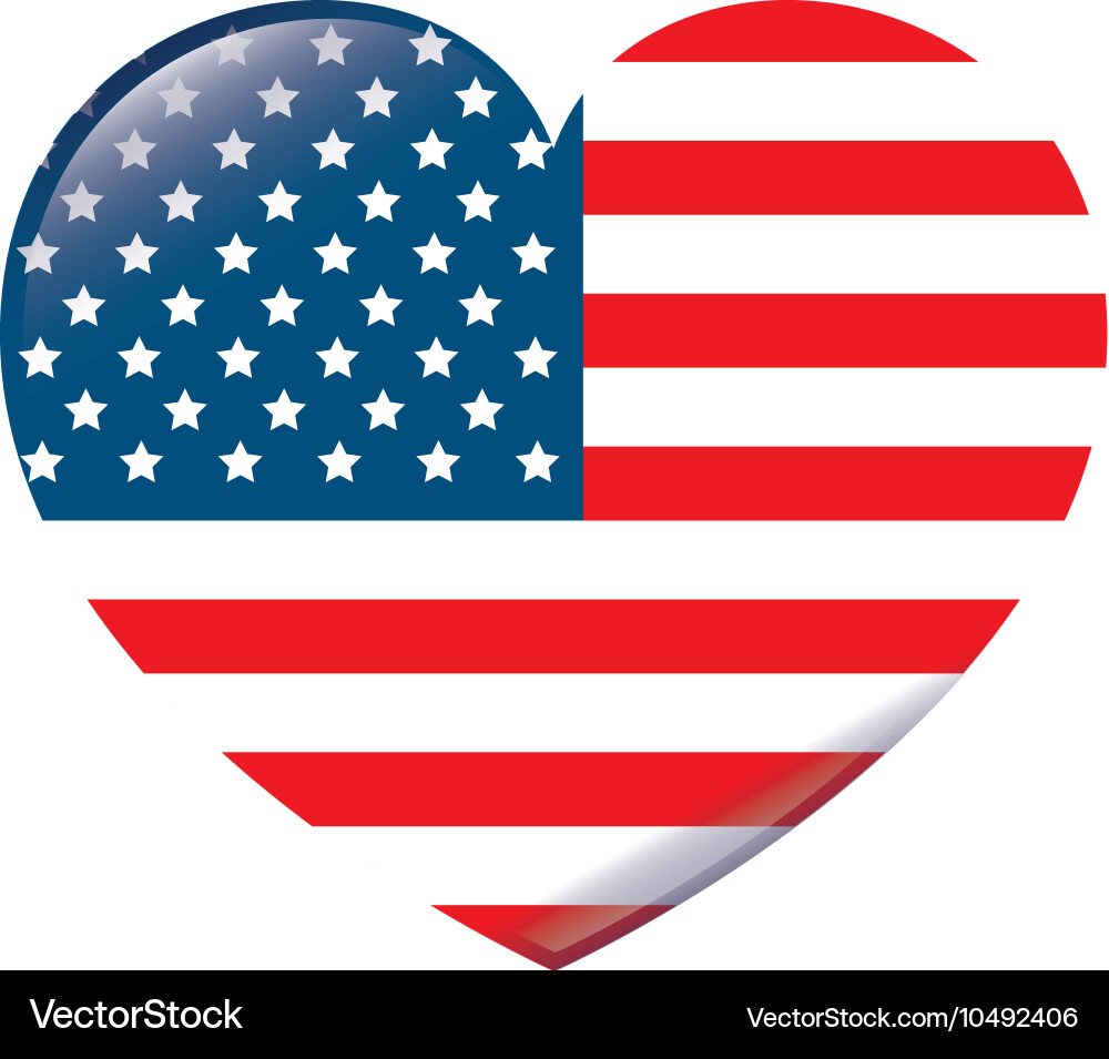USA Flag Heart Symbol Vector Image