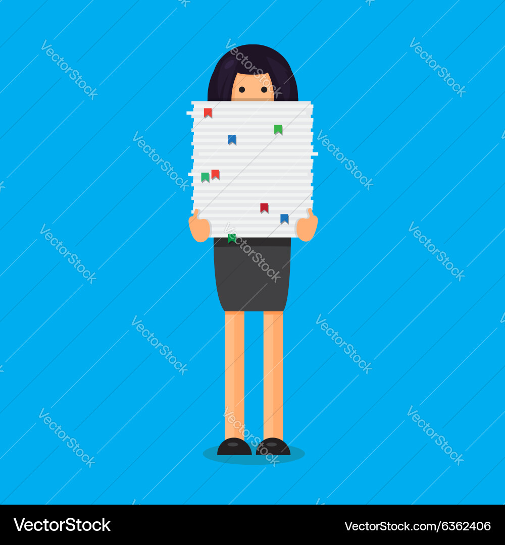 Worker with stack of papers Vector Image