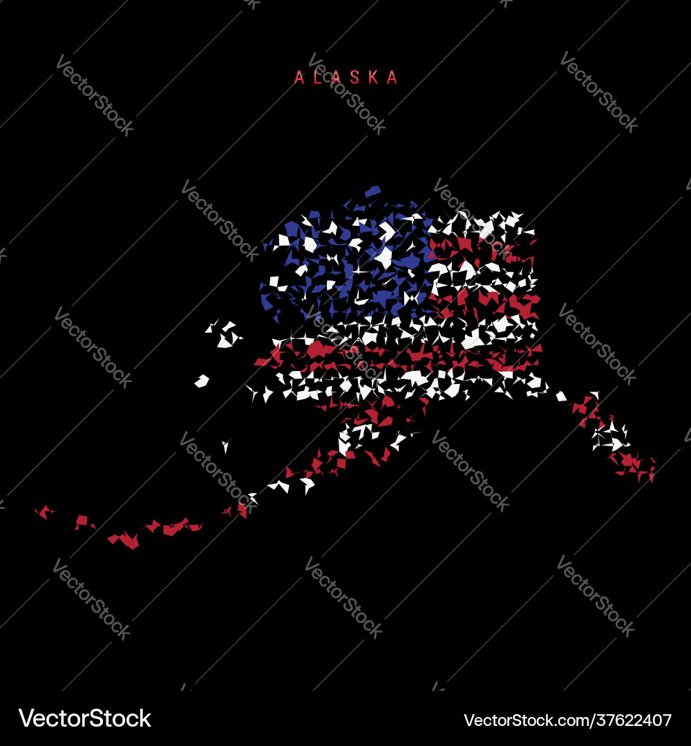 Alaska us state flag map chaotic particles Alaska us state flag map chaotic particles vector image