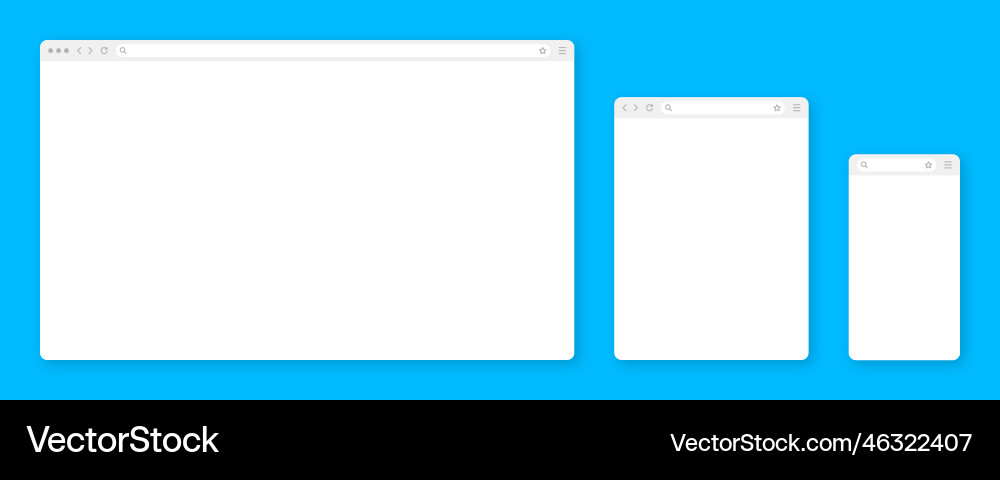 Blank web browser window with toolbar and search vector image