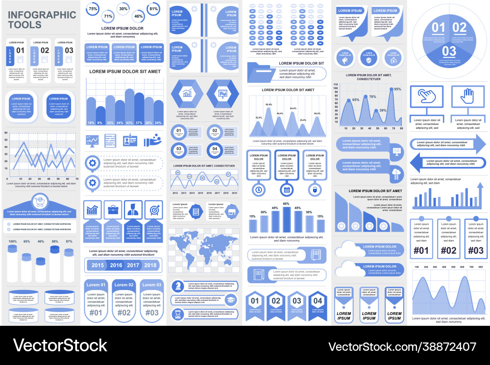 Bundle infographic elements data visualization Bundle infographic elements data visualization vector image
