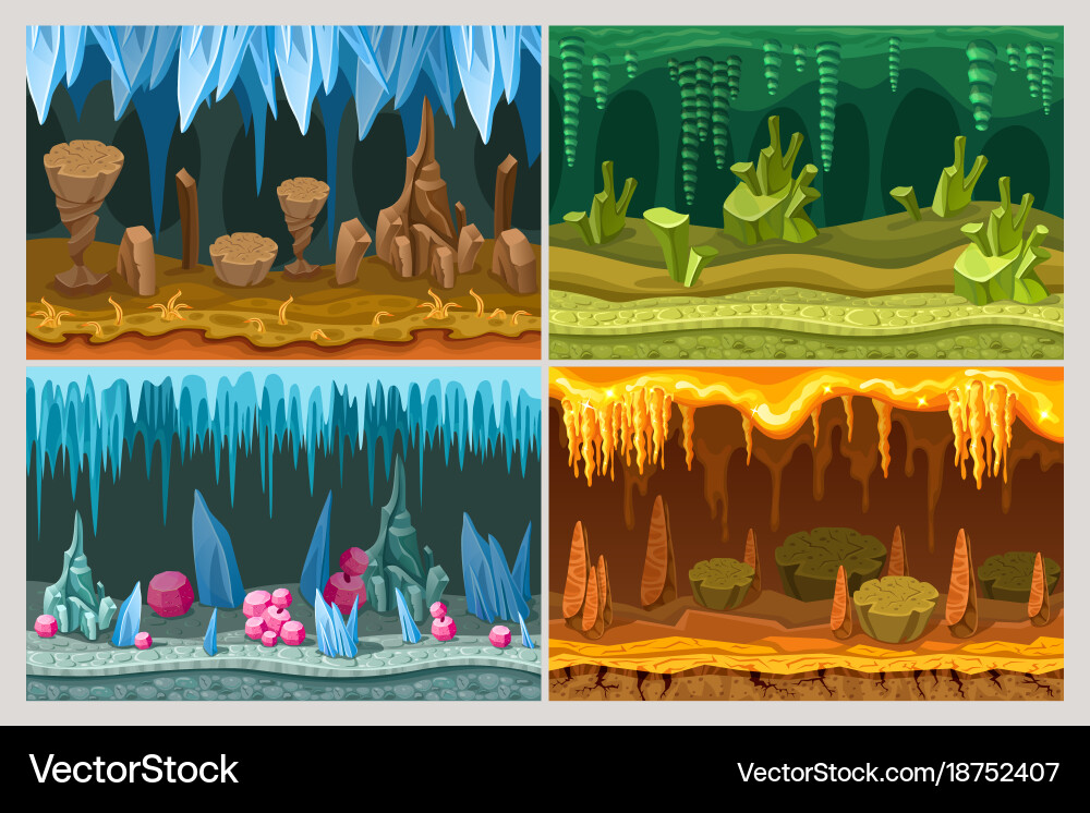 Cave Landscapes - Rock & Crystal Vector Image