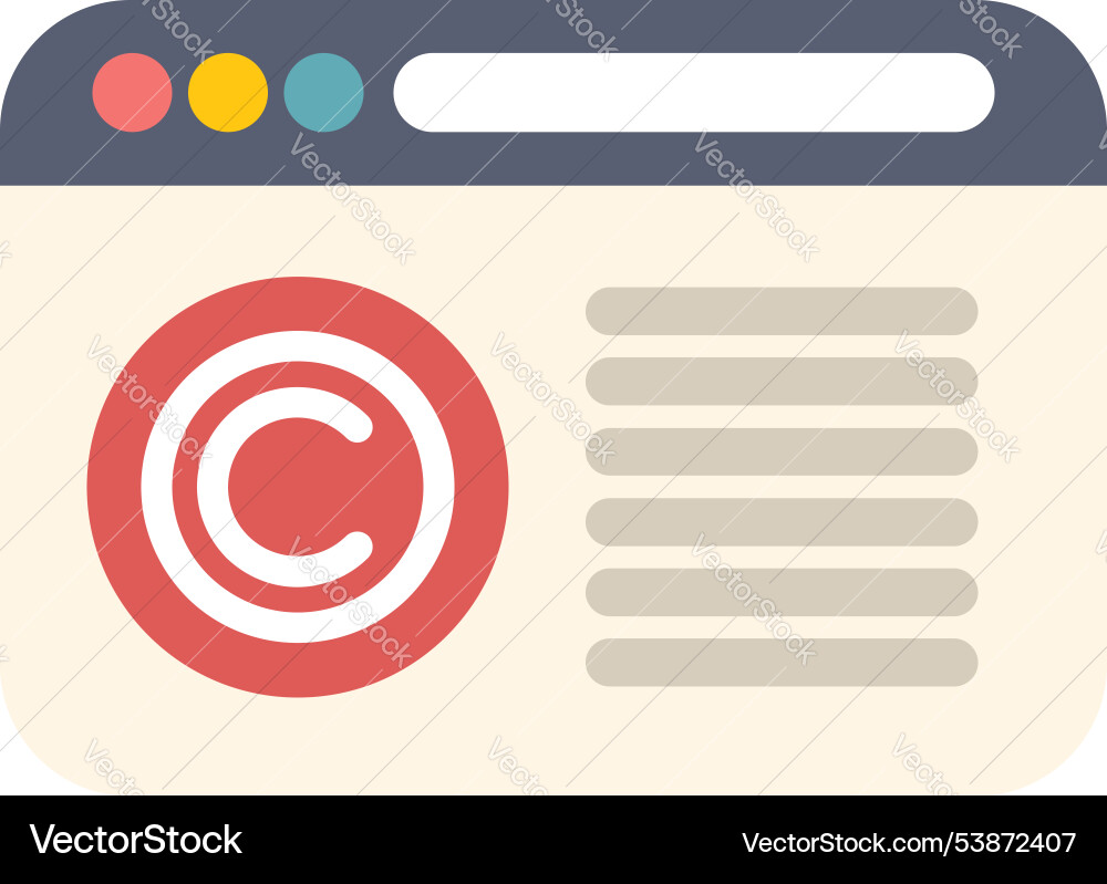 Copyright symbol on website with text lines Copyright symbol on website with text lines vector image