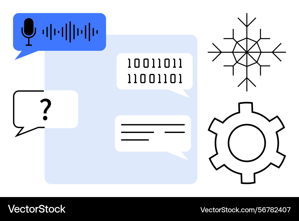 Digital communication elements with binary code Digital communication elements with binary code vector image