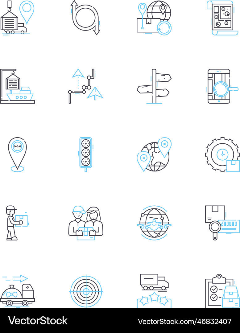 Dispatch services linear icons set efficiency Dispatch services linear icons set efficiency vector image