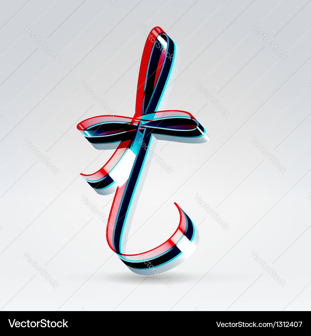 Glowing Ribbon T Letter Vector Image