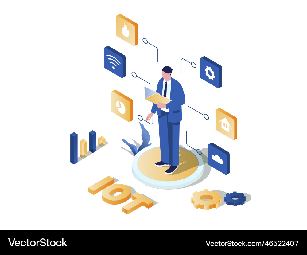 Iot analytics concept 3d isometric web scene Iot analytics concept 3d isometric web scene vector image