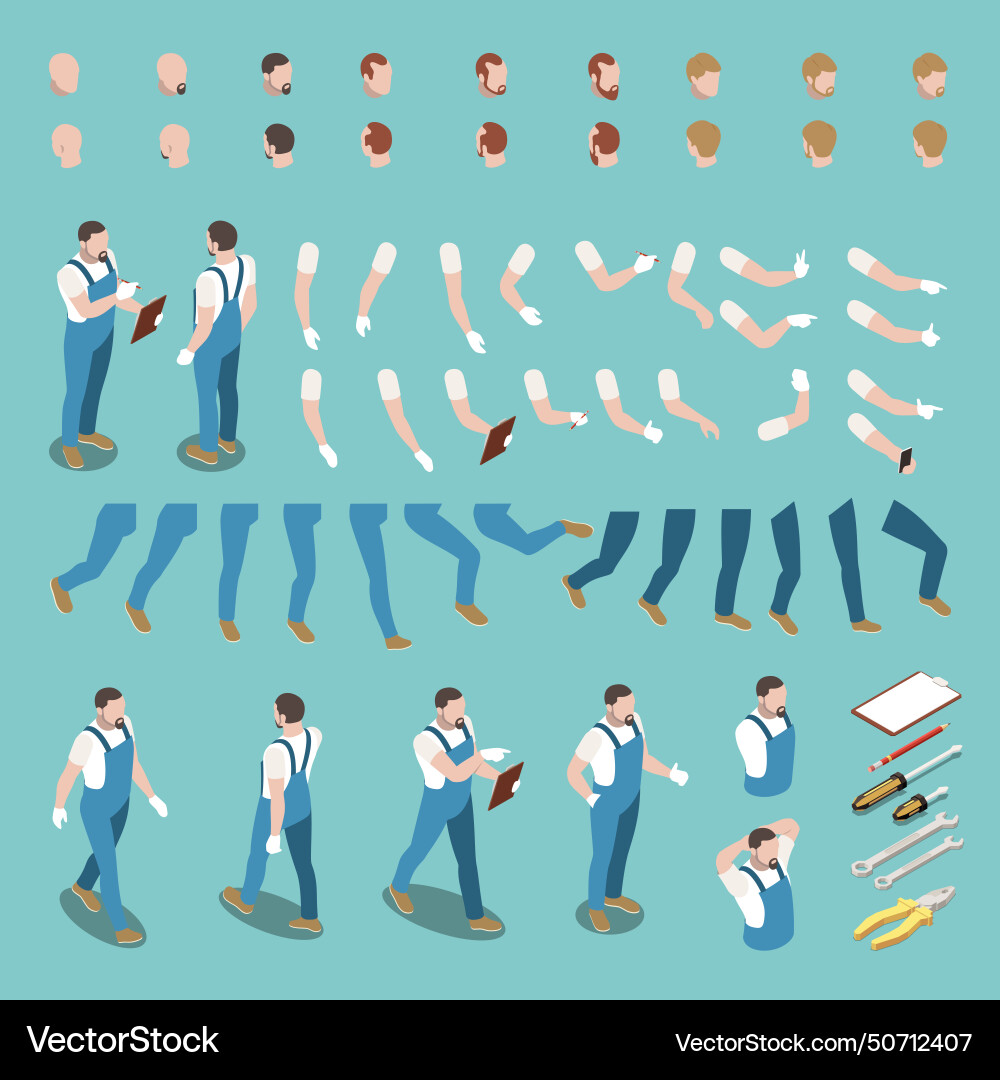 Isometric character constructor Vector Image