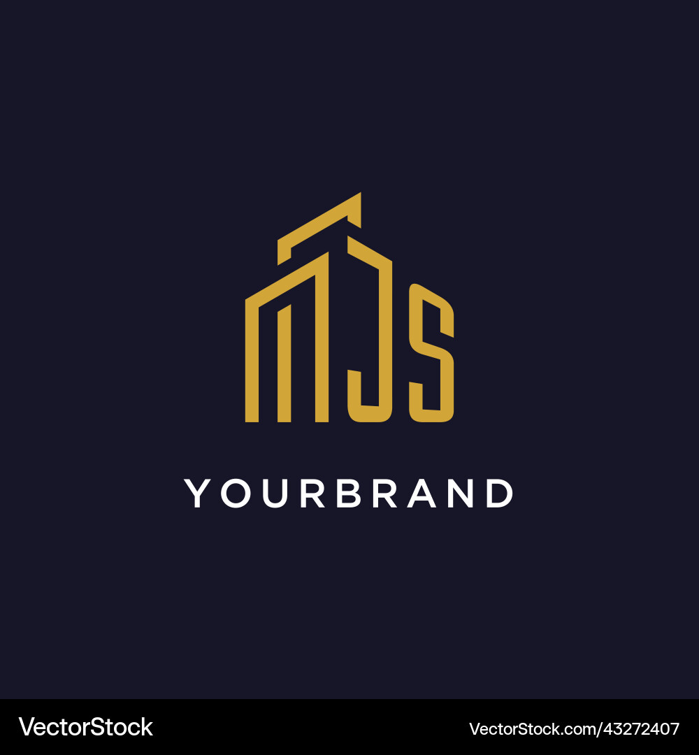 Js erstes Monogramm mit Baulogo-Design Js erstes Monogramm mit Baulogo-Design vektorbild