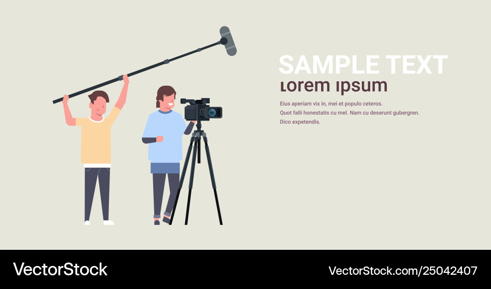 Operators using video camera on tripod holding Operators using video camera on tripod holding Vector Image