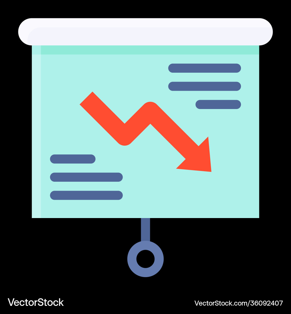 Projection screen with decrease arrow icon vector image