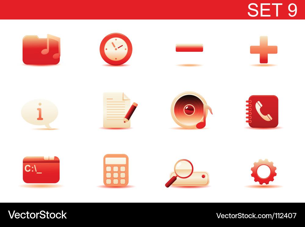 Red Computer Icons Set Vector Image
